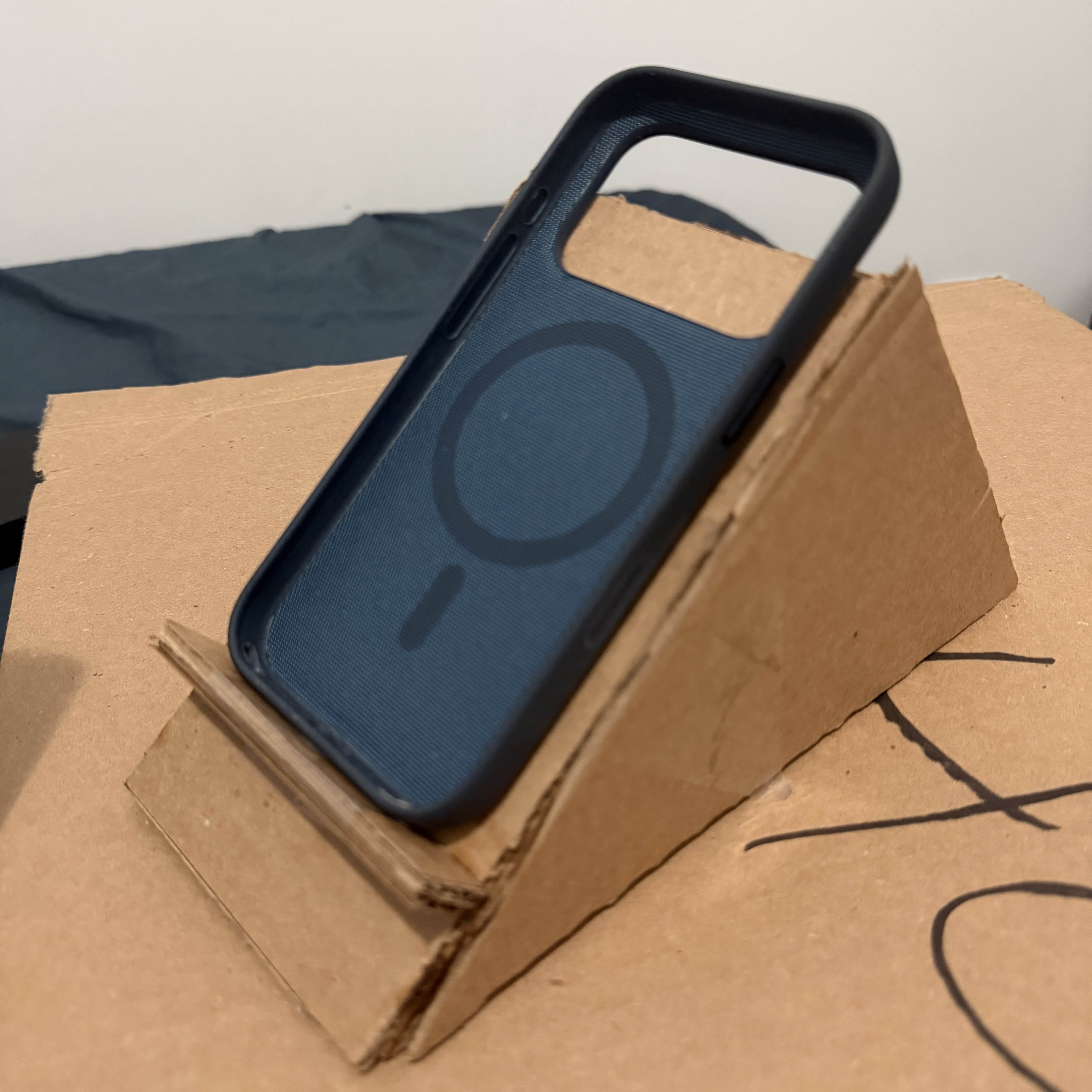 Phone placed on the prototype to test stability and viewing angle.