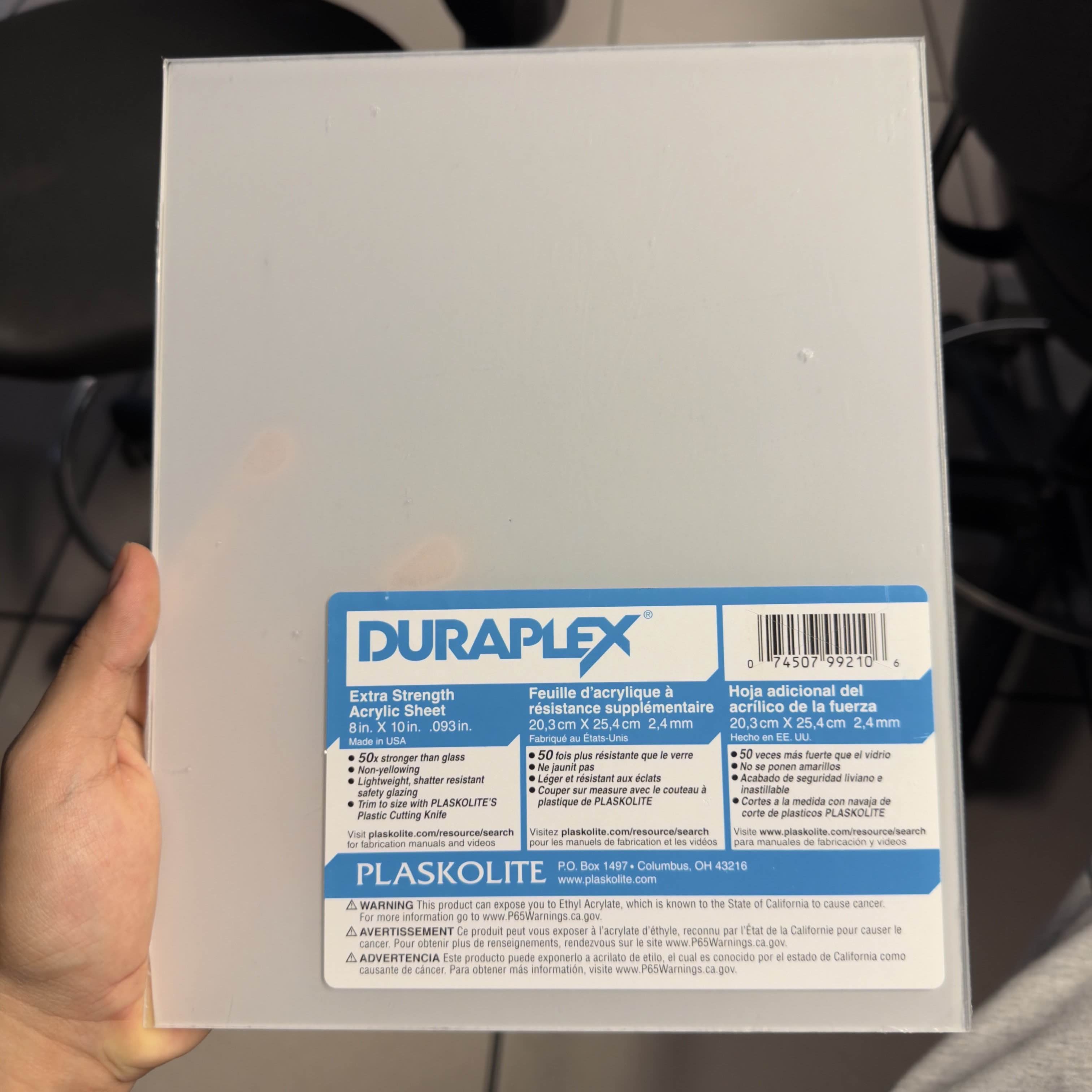 After confirming acrylic was allowed, I bought a clear acrylic sheet locally so I could fabricate a transparent casing for a clean, technical look.