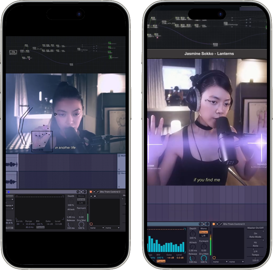 System B research: @jasminesokko's viral performance using MediaPipe and Ableton to modulate her voice in real time using hand gestures as the controller.